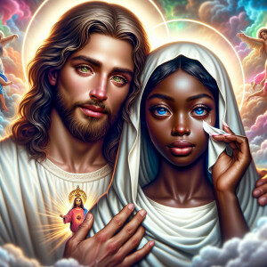 Ensure that the image distinctly represents both Jesus Christ an...
