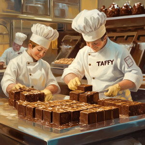 Create an image of diminutive, comical yet professional chefs in...