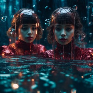 "Shattered reflections, haunted glass dolls."