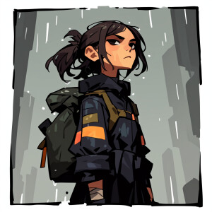 comic book panels; sideways partition; in color; young woman, we...