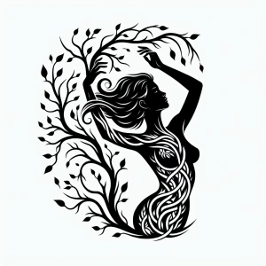 Create a black and white vector silhouette depicting a side prof...