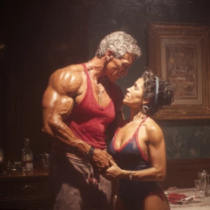 hyperRealism painting.a muscular sweaty american employer man ca...