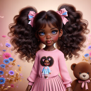 Refine the 3D realistic image of a four-year-old African-America...