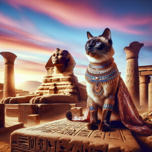 A cat in ancient Egypt dressed like an ancient Egyptian, queen