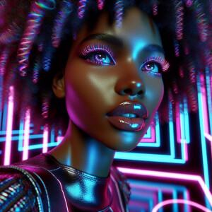 3D image fluorescent image of a beautiful African American woman...