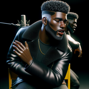 3-D image of a handsome African-American male who has a slightly...