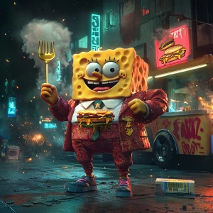SpongeBob SquarePants reimagined as a bold street food kingpin,...