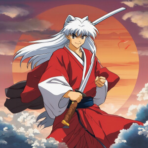 Inuyasha, the anime character, exudes confidence as he smiles, w...