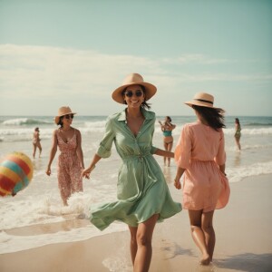 Ladies at the beach having fun