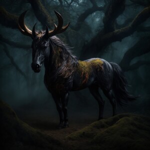 "In the heart of the shadowy forest, where light barely pierces...