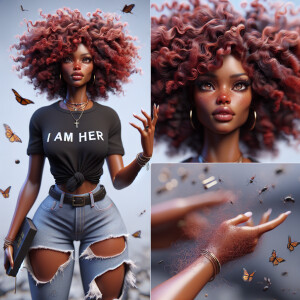 create an hyper realistic anime African American female tan skin...