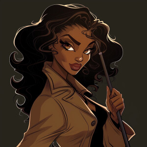 A cartoon Illustrated version of Angela Bassett type character N...