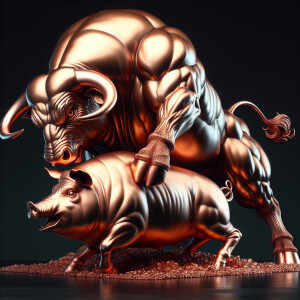 copper bull eats pig