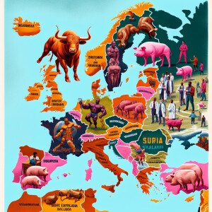 Map europe with countries:
 copper bulls named CBO,
women named...
