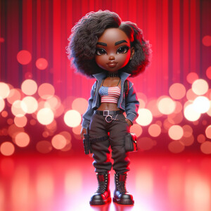 gorgeous hyperrealism Chibi African character tall American grow...