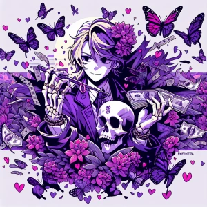 Create an anime-style logo for the brand (Baby Loves & Crows) fe...