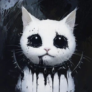 a close up gritty horror-themed dark fantasy painting of a white...