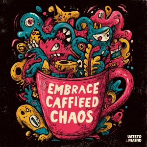 hand-drawn coffee cup overflowing with swirling steam transformi...
