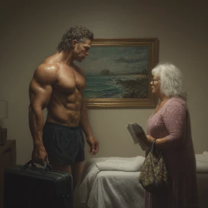 realism photo painting, a muscular australian man in his beach h...