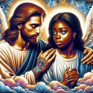 Ensure that the image distinctly represents both Jesus Christ an...