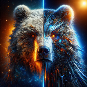 Bear in  the style of Yautja's (Hunter Predator),ultra-detailed,...