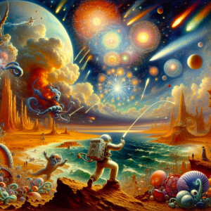 Astronaut on Mars, you can see local nature and habitats and cre...