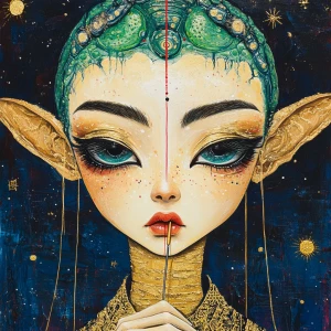 Acupuncture art girl alien