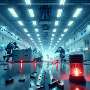 Escape from Tarkov, laboratory, white interior, red alarm lamps...