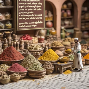"A stunningly detailed miniature Moroccan spice souk, where tiny...