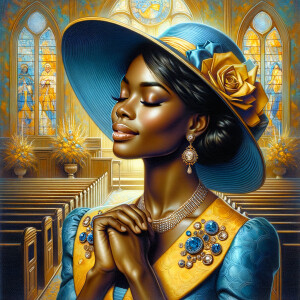 A spiritually enriching illustration portrays an African America...