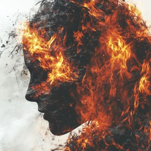 Double exposure horror fire entity