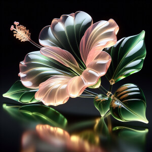 Glass Hibiscus
A transparent glass hibiscus flower, blushing pin...