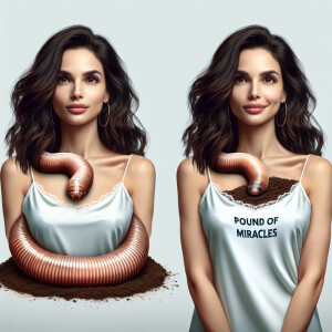 Photorealistic image of beautiful brunette female model imitatin...