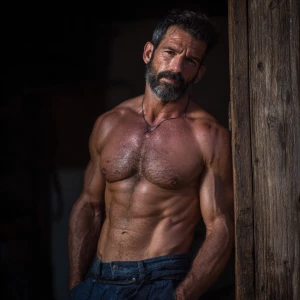 Can you make a picture of an Italian man He has dark faded hair...