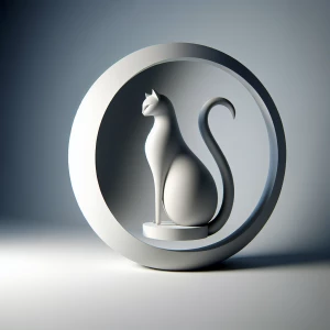 cat sculpture with clean lines and a simple, elegant form. Focus...