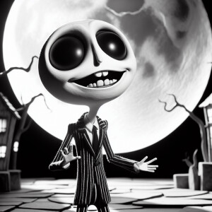 Jack skellington singing this is Halloween, black and white anim...