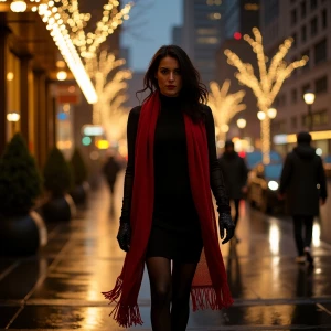 A cinematic evening  in rainy downtown Seattle, where the gliste...