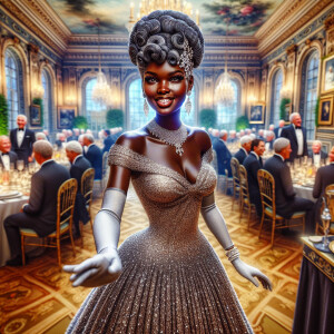 A realistic airbrushed illustration of a beautiful African Ameri...