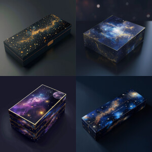 Luxurious product package box, high end product, universe theme