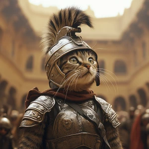 cat in gladiator role