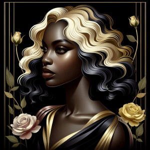 Create a vertical 3-D portrait of a light-skinned African-Americ...