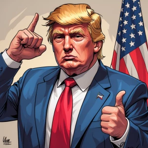 hyper trump, in carton art style