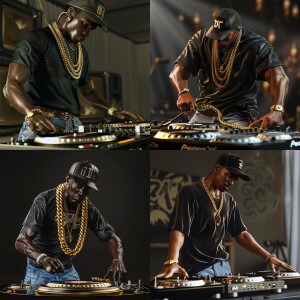 3D image of a Handsome African American DJ from the 90’s. He we...