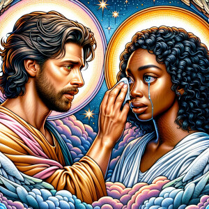 Ensure that the image distinctly represents both Jesus Christ an...