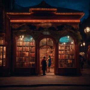 An enchanted bookshop where the characters come to life at night...