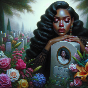 A beautiful light-skinned African-American woman with long wavy...
