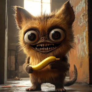 Stylized character  portrait of a mischievous designer toy creat...