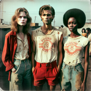 Generate a faded color film photograph from the early 1970s of t...