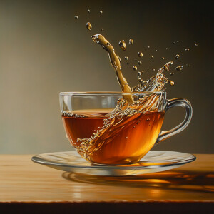 Super detailed image of pouring the tea or spilling the tea