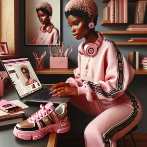 A beautiful light skin African American woman with with a pink j...